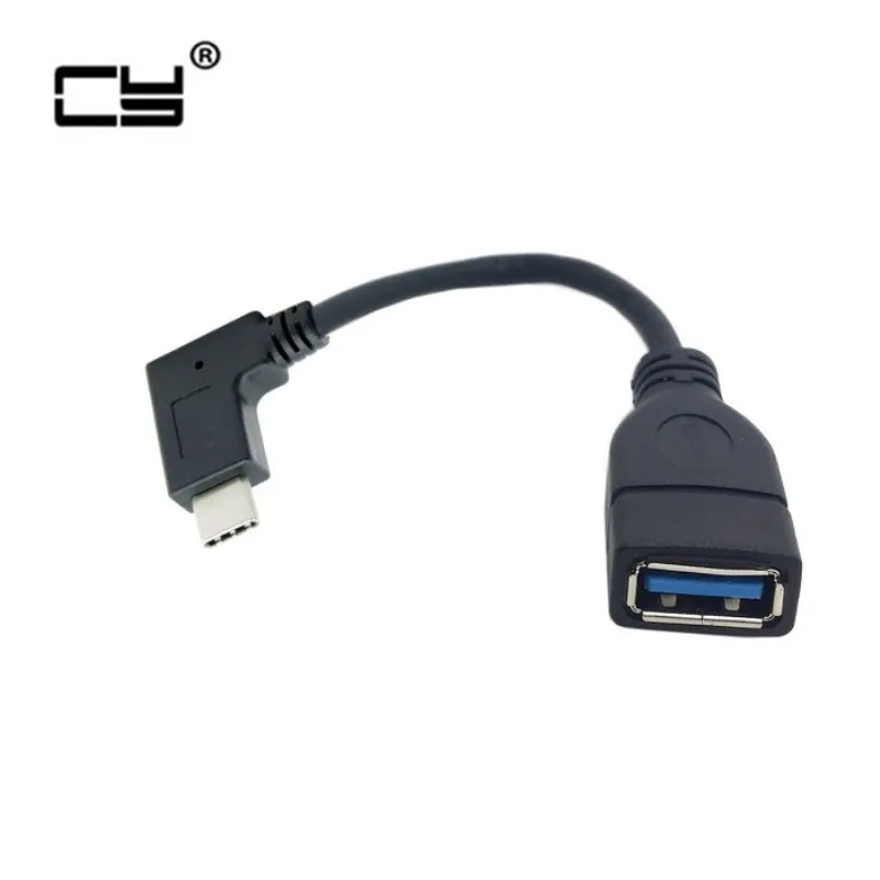 Кабель USB USB-C Type-C (штекер)/A (гнездо) OTG для планшета 3 1 10 см 90 градусов прямоугольный