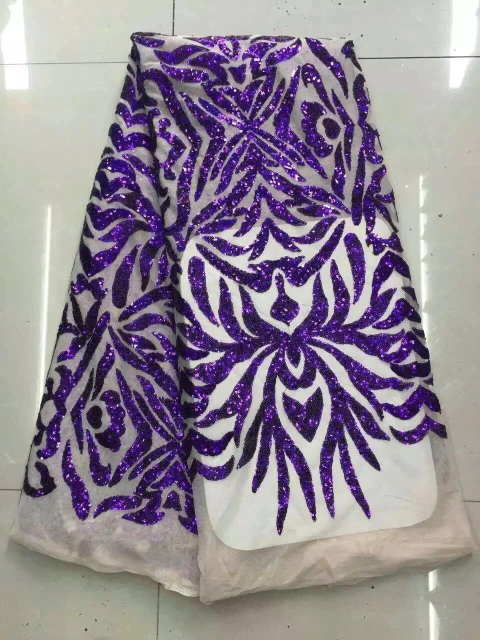 Вышитая блестками африканская гипюровая французская кружевная ткань фуксия