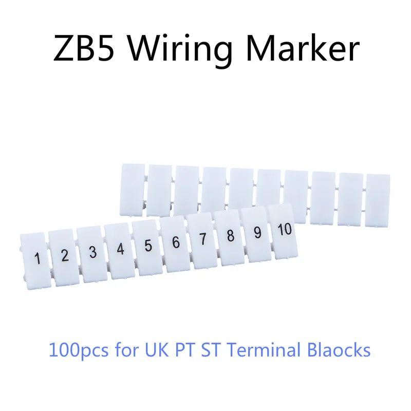 ZB 5 Пластик проводки маркеры 1 100 Номера кабель маркера полосы для UK ST