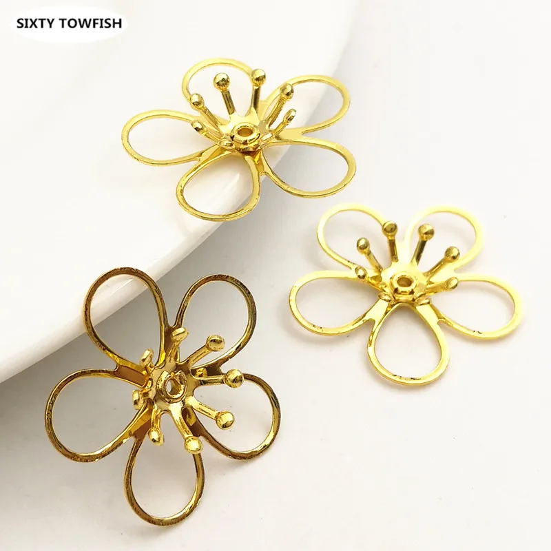 

50 pieces/lot 21mm Brass Silver color/Gold color Filigree Flower Slice Charms Setting Jewelry DIY Components Accessory B82108