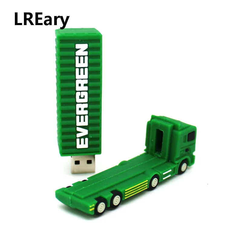 

cartoon green lorry model memory Stick Pen drive Truck/freight train USB Flash Drive PenDrive 128MB 4GB 8GB 16GB 32G 64GB