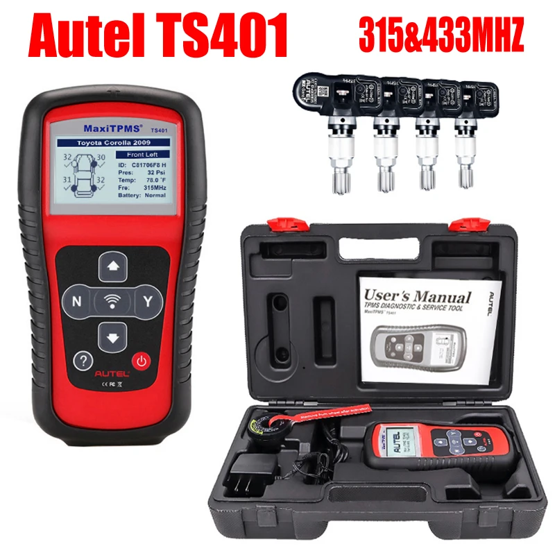 AUTEL MaxiTPMS TS401 давления воздуха в шинах Инструмент шин Давление MX Сенсор 315 & 433 МГц