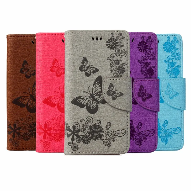 Чехол книжка из искусственной кожи с принтом бабочки в стиле ретро + Мягкий