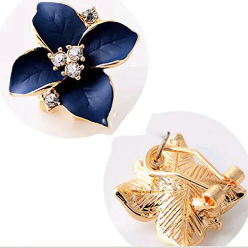 Sangdo 2018 Новый 1 пара синий Для женщин Дамы Серьги Цветок Rhinestone ушей Стад