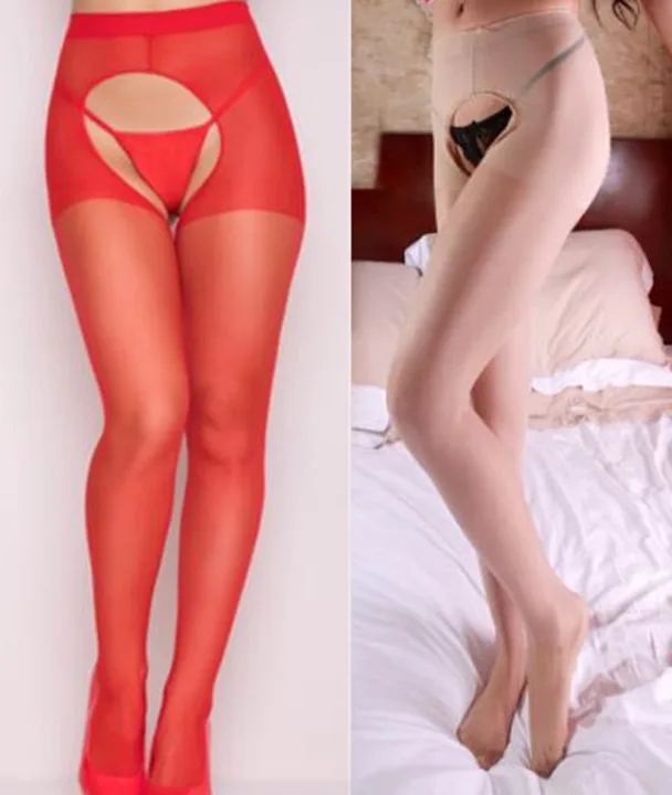 Red with Skin SHENGRENMEI Новинка, колготки, модные колготки, красно-белые чулки для женщин, Дамское Сексуальное белье, открытая промежность, колготки, Прямая поставка - Цвет: Red with Skin