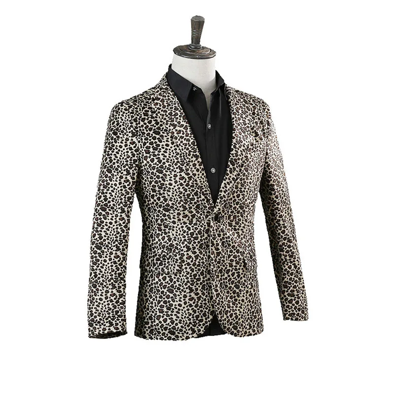 (Пиджак + брюки) 2018 мужской костюм с леопардовым принтом DJ певец для ночного клуба сценический Свадебный костюм для бара художественные костюмы для выступлений для мужчин
