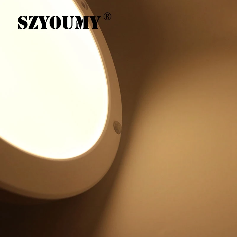 

SZYOUMY 220V 18W PIR Sensor and Light Control Panel Light Round Led Downlight Warm White Color Lamps For Dining Room