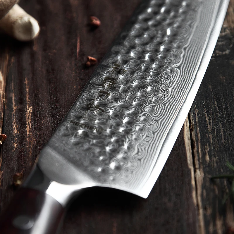 HEZHEN 7 ''нож Santoku 67 слоев Дамасская сталь инструменты для приготовления пищи