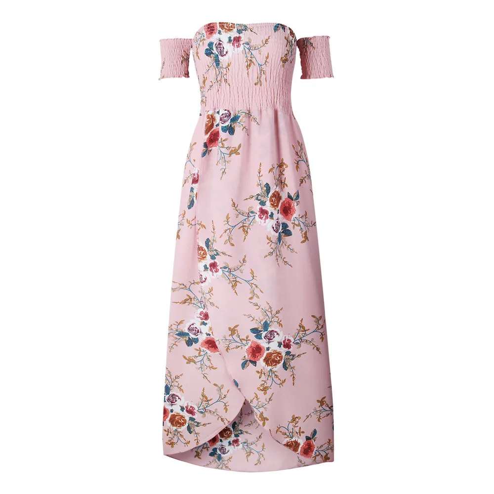 Горячие Для женщин платье моды большой Размеры Boho с открытыми плечами цветочным