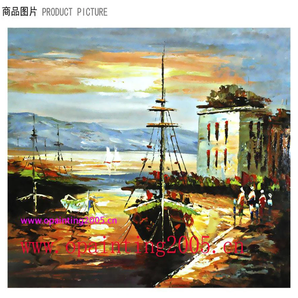 

Good Quality Wharf Landscape Handmade Modern Canvas Knife Oil Painting Fashion Art Craft Wall Paintings for Home Decoration
