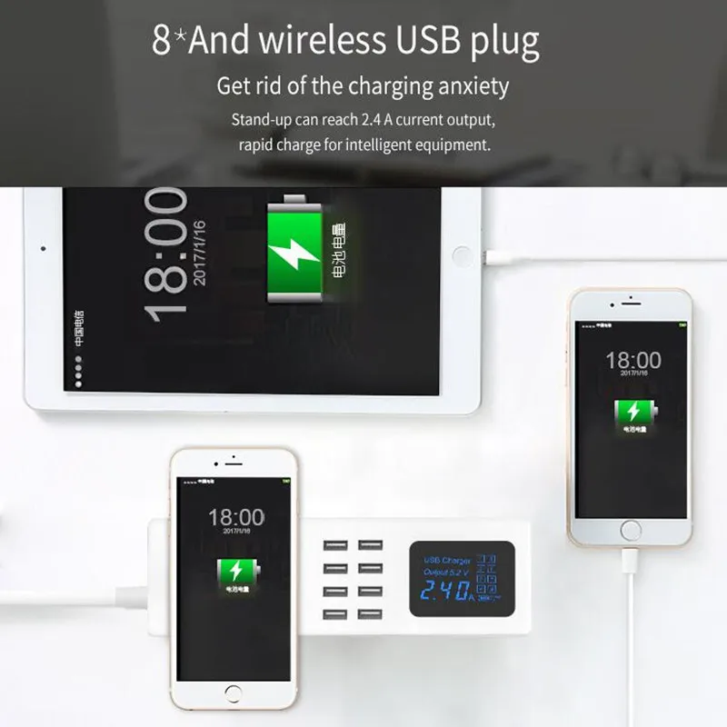 TTTEN QI Беспроводной USB Зарядное устройство 8 мобильного телефона s Smart светодиодный