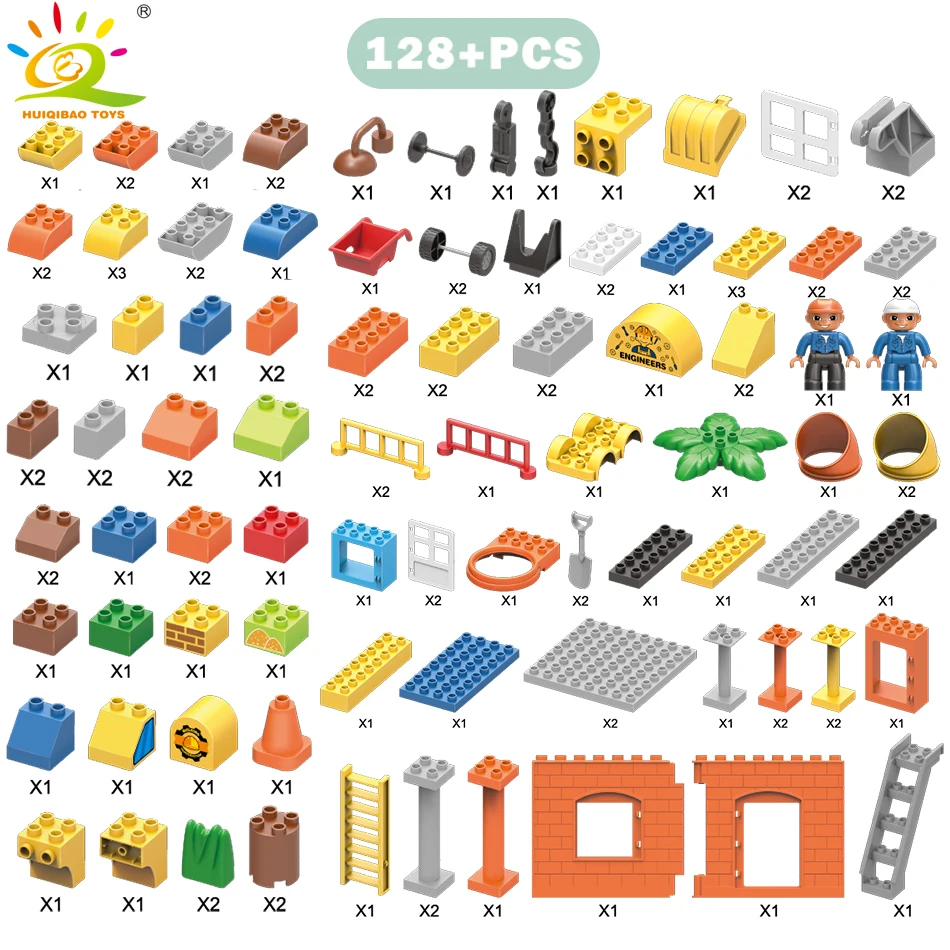 

HUIQIBAO 183pcs Big City Construction Building Blocks Compatible Large Engineering Trucks large Brick Educational Children Toy