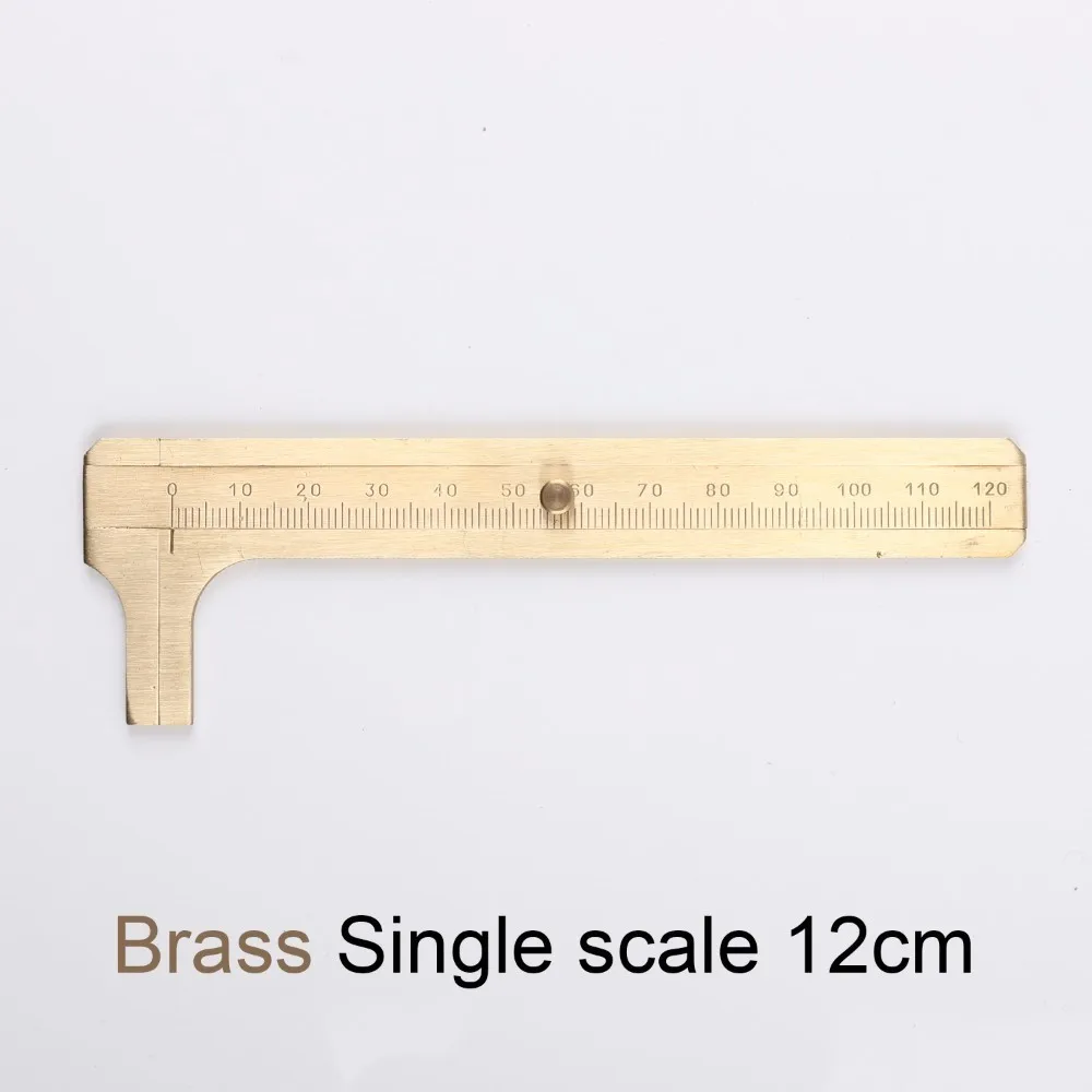 BR single 12cm Ретро латунная линейка штангенциркуль для измерения отверстий красная медь клиперы линейка Двойной масштаб офисные школьные принадлежности - Цвет: BR single 12cm
