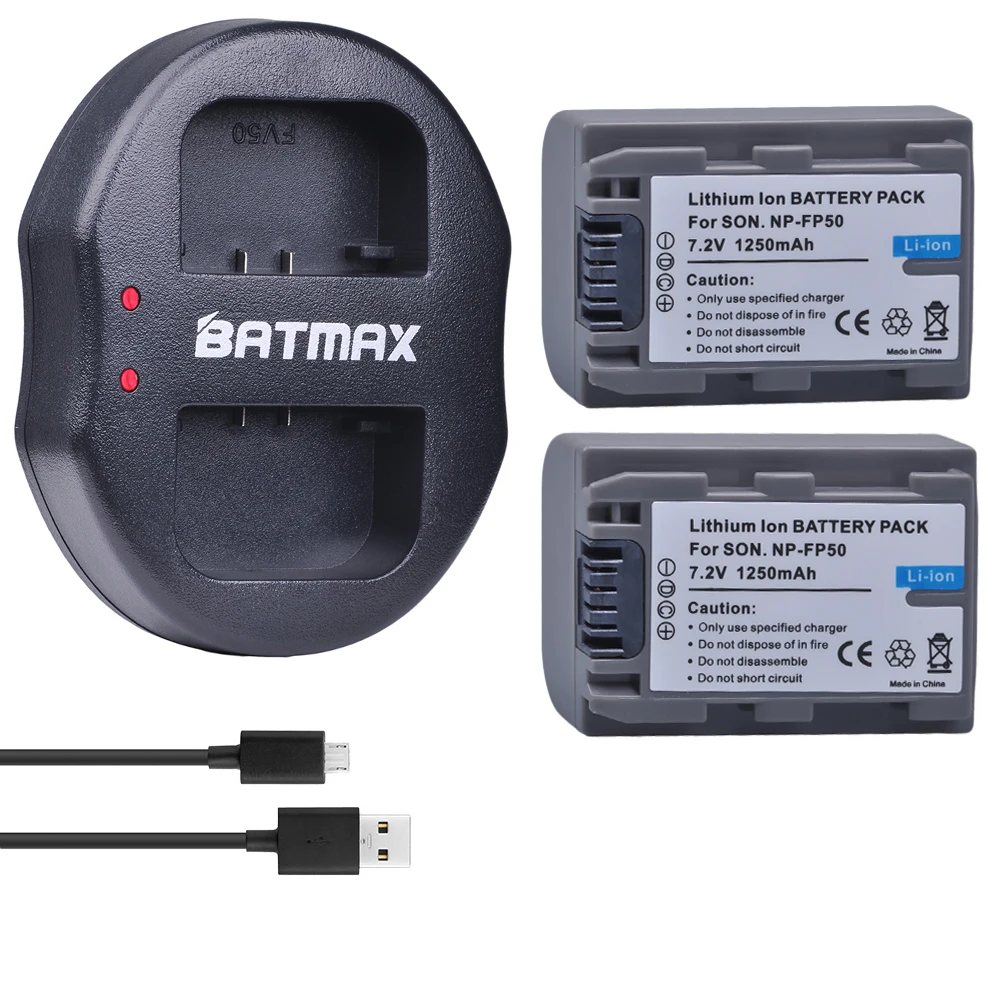 Аккумулятор Batmax 2 шт. 1250 мАч двойное зарядное устройство USB для Sony|Цифровые
