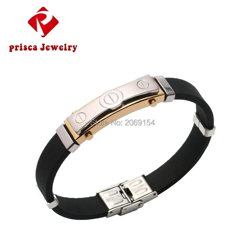 Мужские браслеты из силиконовой резины модные ювелирные изделия магнитный