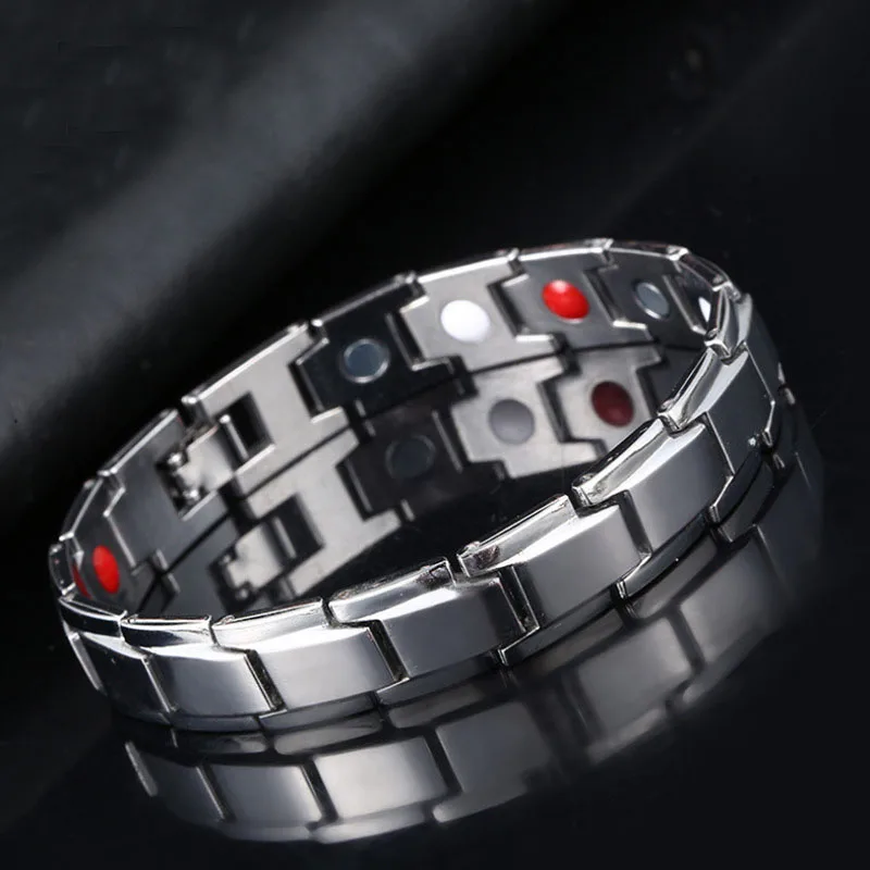 2-Silver Модный магнитный медный браслет из гематита, мужские браслеты для здоровья с застежкой-крючком, терапевтические браслеты, мужские ювелирные изделия для здоровья - Окраска металла: 2-Silver