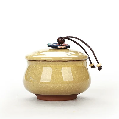bingliehupohuang Керамические баночки и крышки для чая, кофе, сахара, печенья, маленькие коробочки для хранения с крышкой, фарфоровые баночки для хранения, жестяные, синие, желтые, зеленые - Цвет: bingliehupohuang