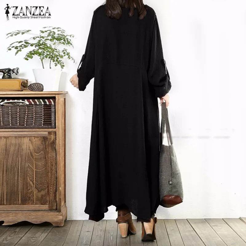 Модное осеннее платье 2020 женские винтажные повседневные свободные длинные