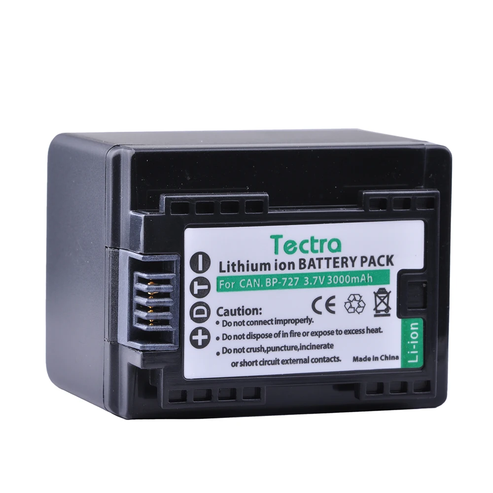 Tectra BP 727 BP727 3 шт/уп. Аккумулятор камеры для Canon фотокамера VIXIA HF M50 M500 M56 M52 M60 R30 R300 R308