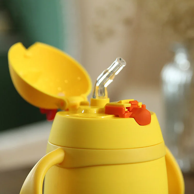 200 мл симпатичная детская соломенная Вакуумная чашка с цыплятами Термокружка