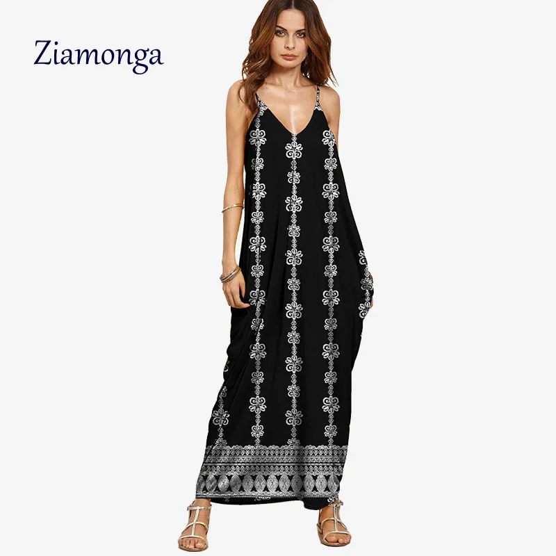 Ziamonga женское свободное Повседневное платье с V образным вырезом и цветочным