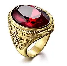 ruby XIAGAO, Крутое, панк, настоящее, 316L, нержавеющая сталь, красное кольцо для мужчин, большой красный кристалл, красные камни, кольца на палец для мужчин, готическое литье, кольцо - Цвет основного камня: ruby