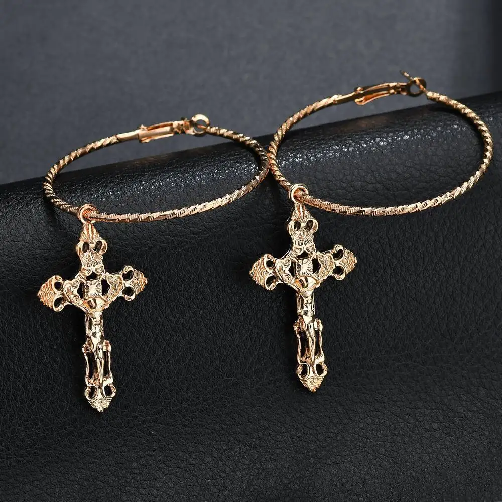 New Fashion Religionary Multiple Cross Dangle Earrings Jewelry Vintage Gold Color Chandelier Earring for Women Best Gift | Украшения и