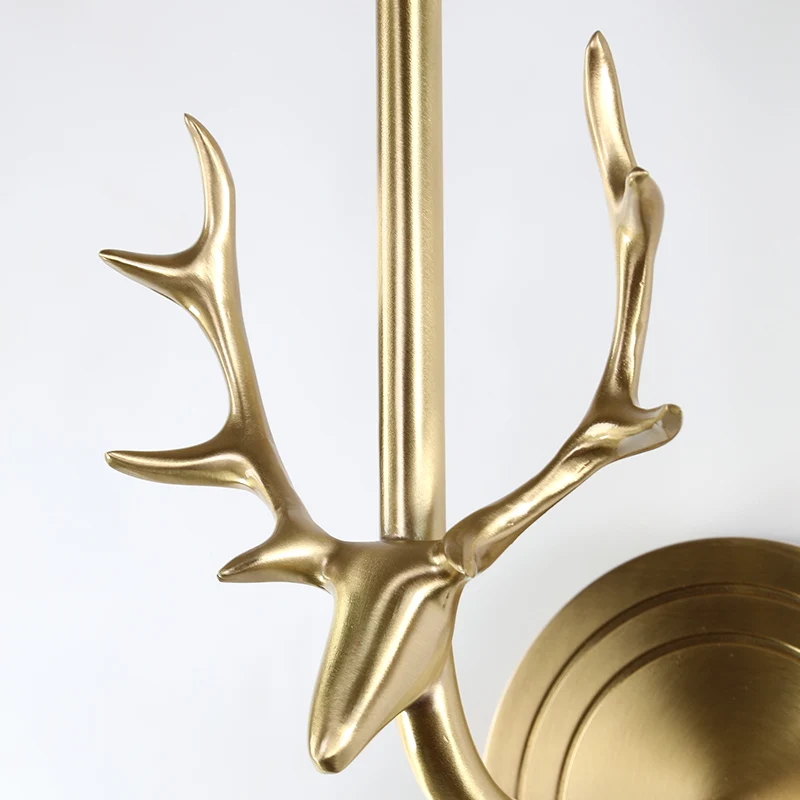 

Full copper hot selling American antler wall lamp bedroom bedside lamp living room staircase corridor lamps and lanterns