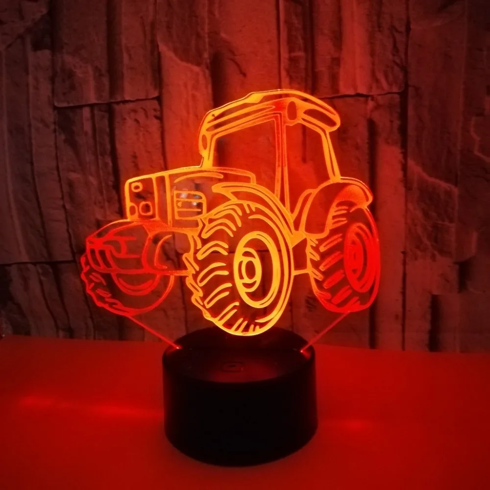[DBF] 3D автомобильный Автомобильный трактор ночник 7 цветов меняющая прикроватная
