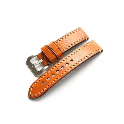 

20mm 22mm 23mm 24mm 26mm Men's handmade High Quality Silver Buckles Brown Tan Colors Watchband Watch Straps Wristband Bracelet