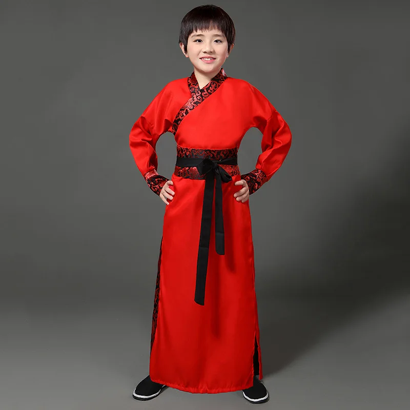 Костюм для мальчиков в стиле династии Hanfu Классический сатиновый костюм DNV10711 |