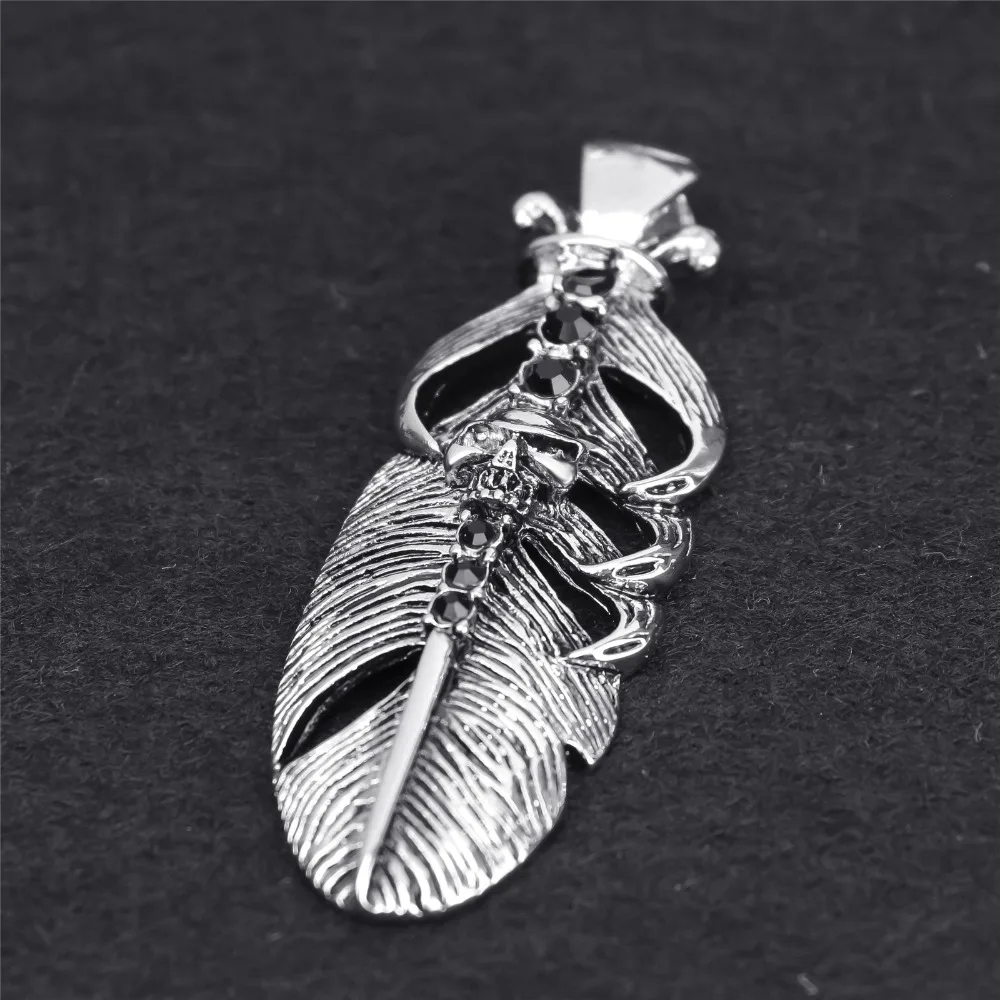 Monla Japan Takahashi Goro's Titanium Hiphop Men Necklace Punk Style Feather Pendant Shape Long Chain Stainless Steel | Украшения и