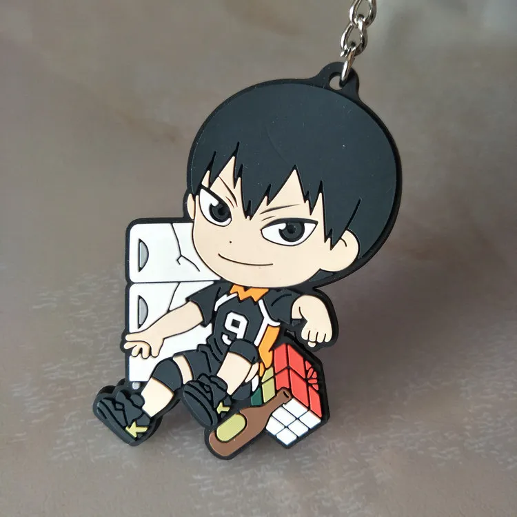 Мультфильм Haikyuu Хината shoyo ПВХ брелок кагеяма тобио модная Веселая милое кольцо для ключей, подвесные аксессуары для сумок porte ключах, игрушки для детей - Цвет: 4