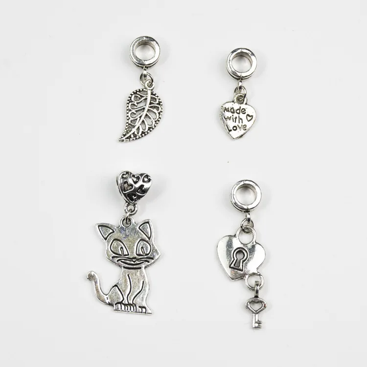 Кошачий замок с брелоками в форме сердца Европейский сплав бусины Подходит для