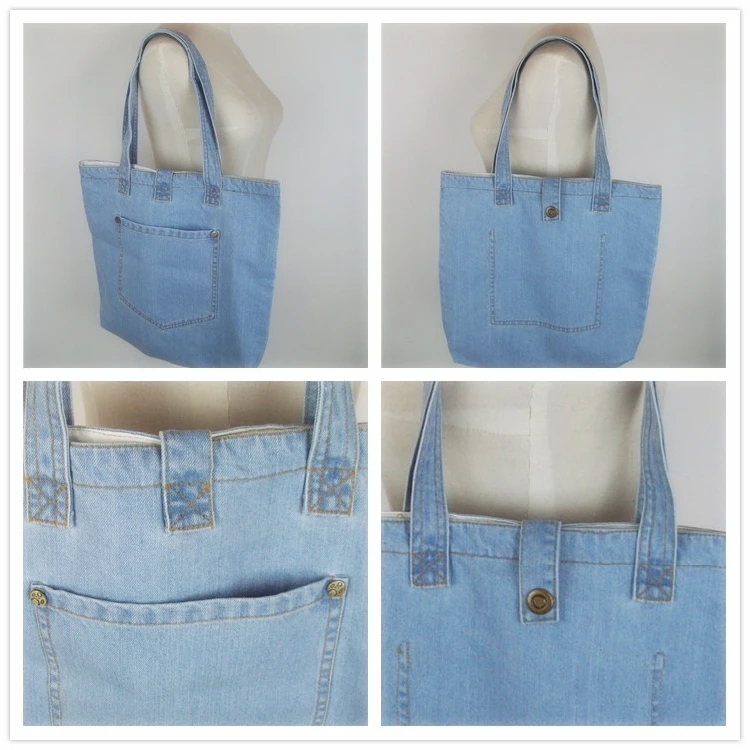 Женская джинсовая сумка с карманами простая винтажная через плечо для шоппинга