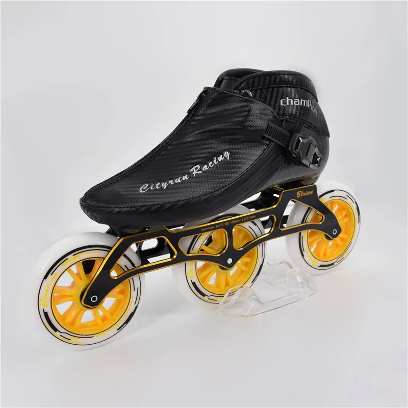 Model 1 CITYRUN 6 слоев углеродного волокна 3X125 мм марафон Inline Скорость коньки обувь 3 колеса 125 мм Чемпион гонки загрузки рамка колеса подшипник - Цвет: Model 1