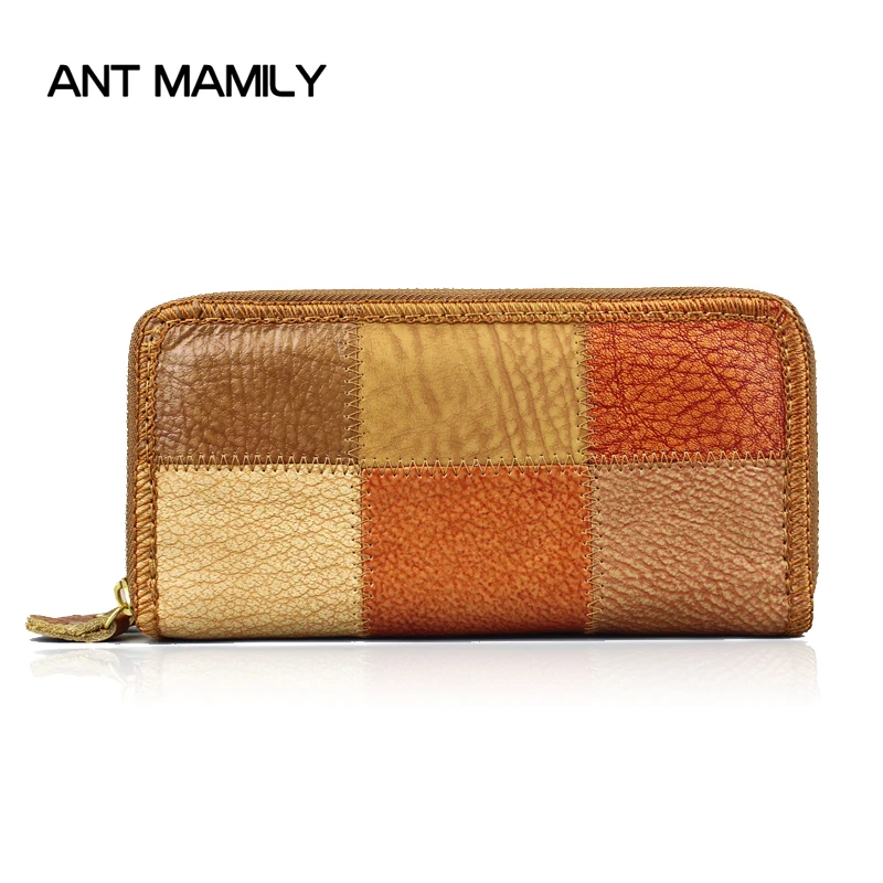 Двойная молния кошелек Для женщин Пояса из натуральной кожи бумажник мода давно