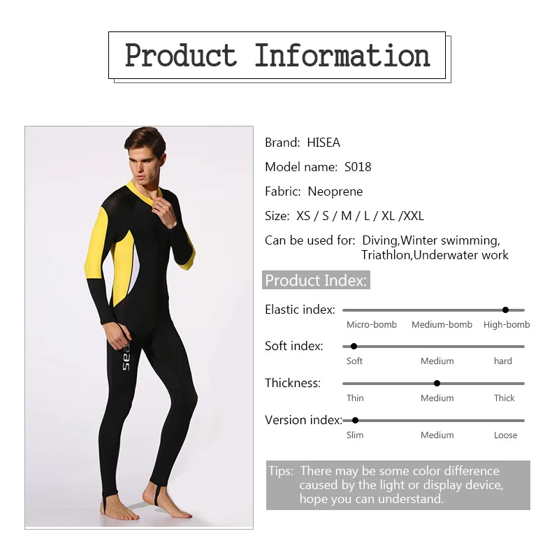 Hisea мужской цельнокроеный гидрокостюм с защитой от солнца и УФ лайкры