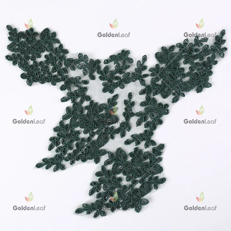 5 ярдов смешанные Тяжелые вышитые кружева сетки Ткань вечернее платье Зеленый