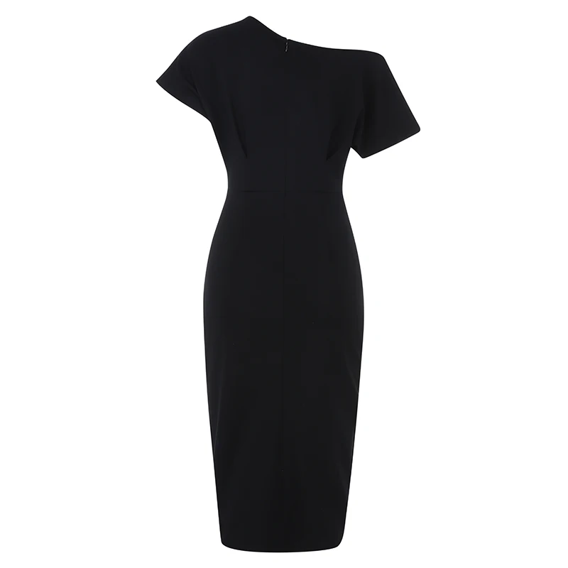 Женское офисное платье-футляр Max Spri черное асимметричное платье до середины икры