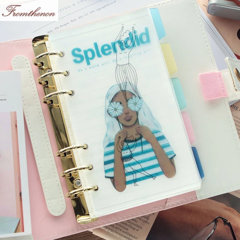 Kawaii спиральный планировщик PP разделители для блокнота Filofax A5A6 милые индексные