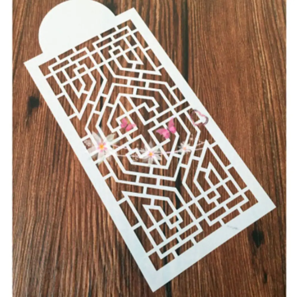 

1PC Retro geometric window grille Reusable Stencil Airbrush Painting Art DIY Home Decor Scrap booking Album Crafts