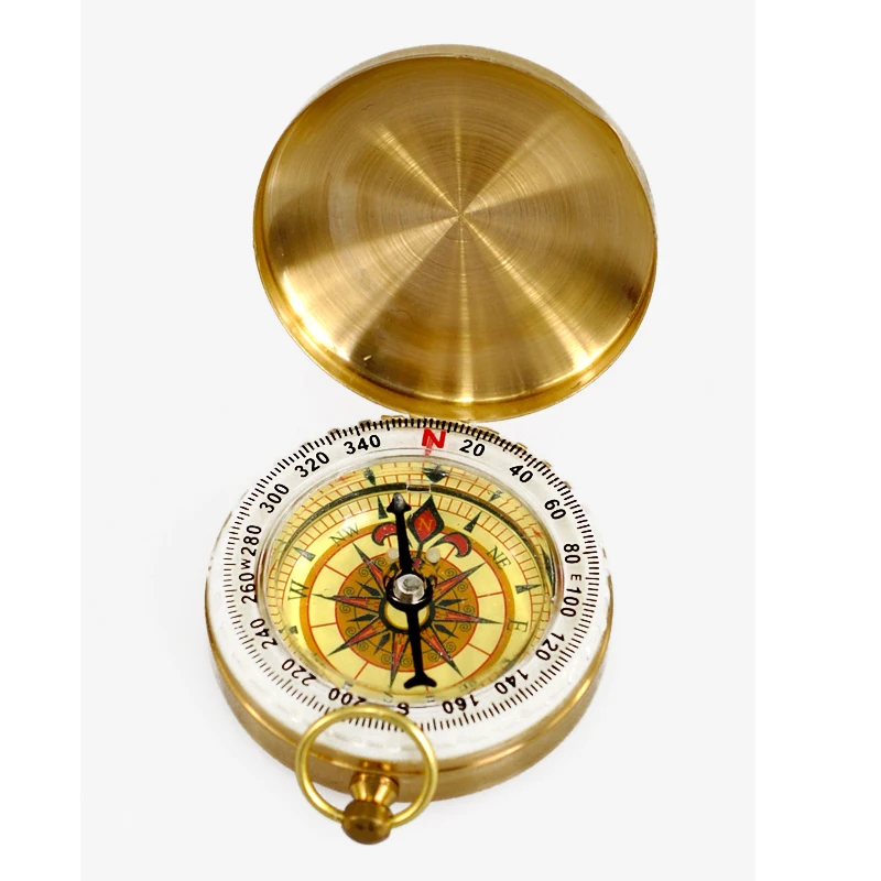 Бесплатная доставка походный портативный латунный Карманный Золотой компас с