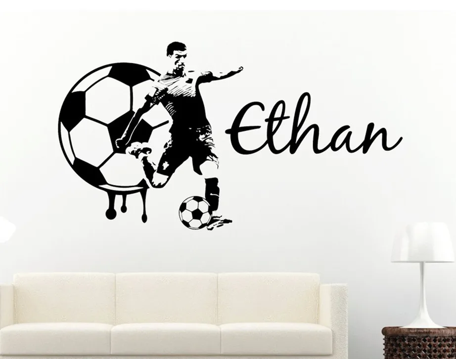 Футбольная наклейка пользовательское имя большой футболист Наклейка на стену