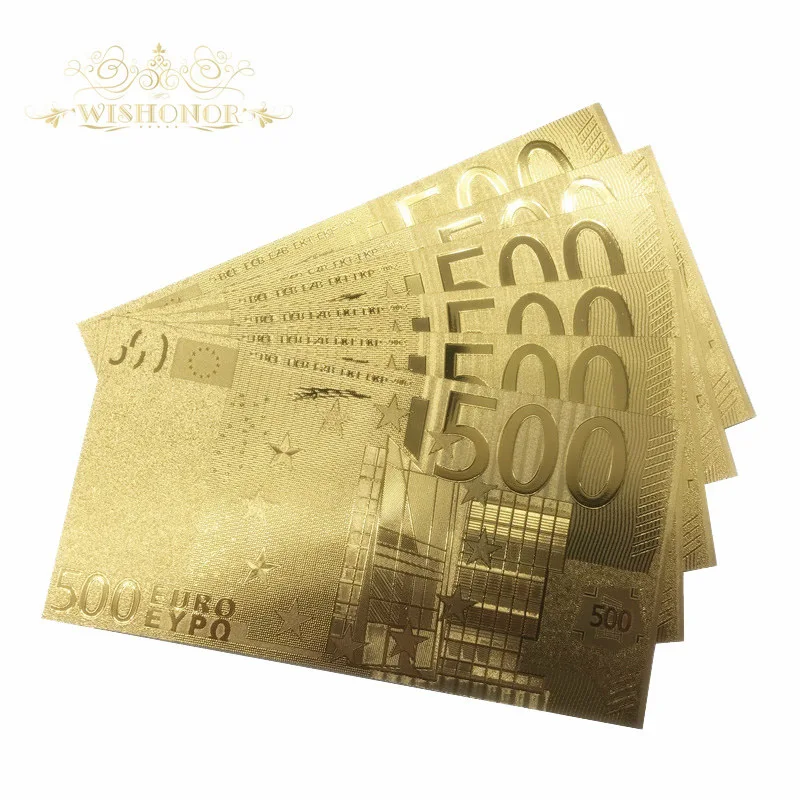 10 шт./лот Ложные европейские банкноты UNC Euro 500 из золотой фольги для дома и бизнеса