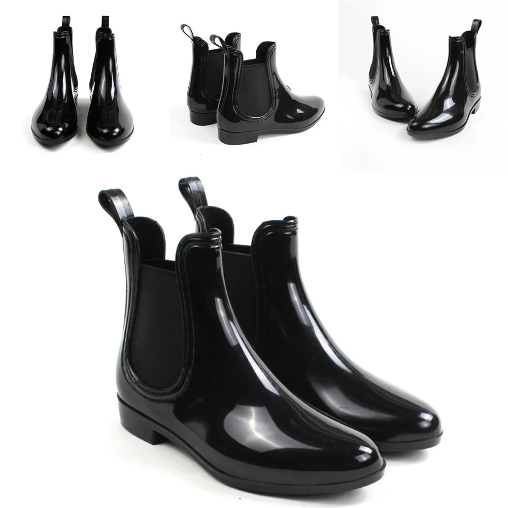 Женские непромокаемые ботинки YJSFG черные повседневные резиновые из ПВХ|Женские