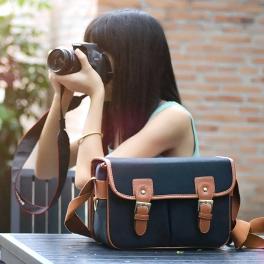 кожаный мешок сумка для DSLR камеры и объектива бесплатная доставка |