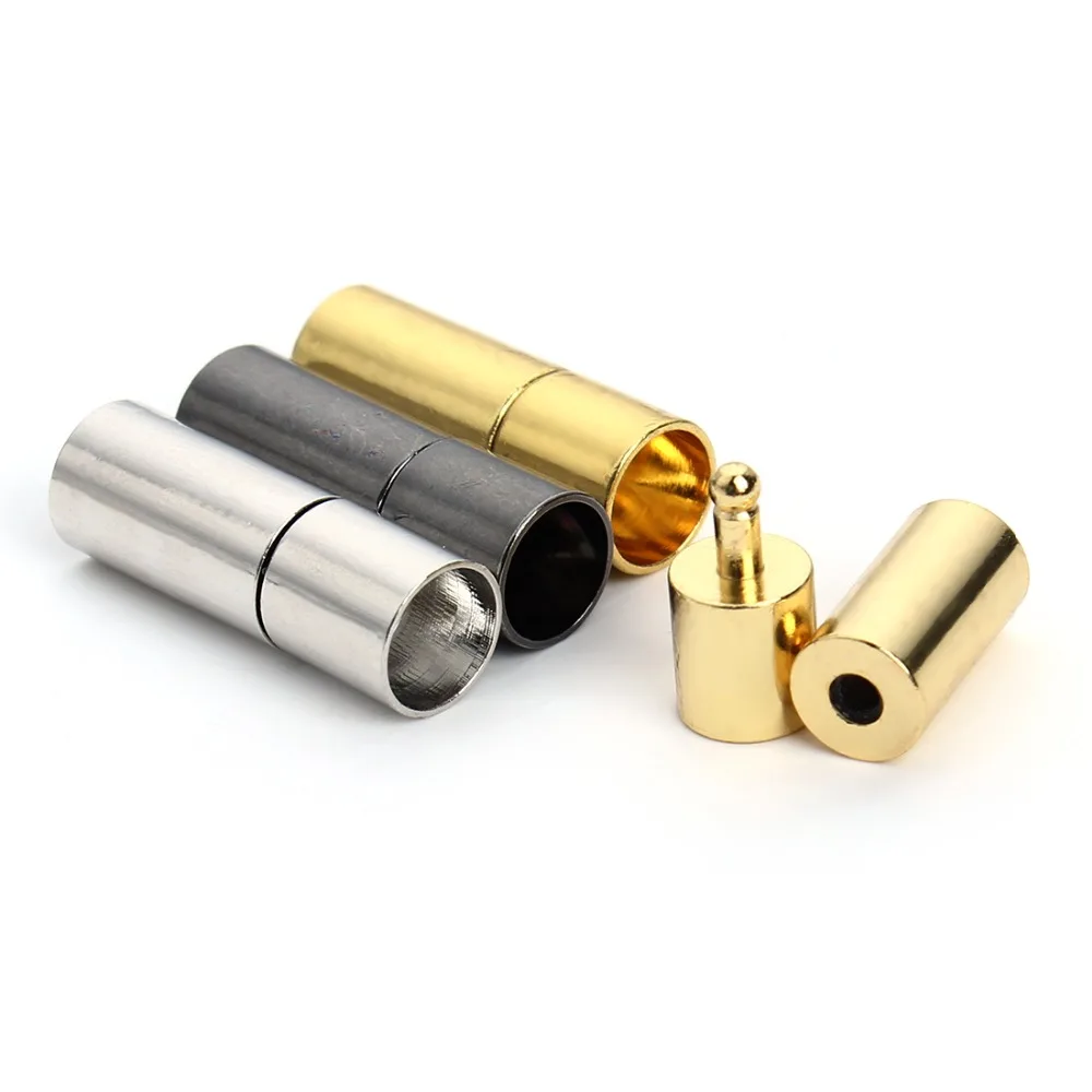

LOULEUR 20pcs Black/Gold/Rhodium Metal End Caps End Clasps Fit 2.5/2/3/4/5/6mm Round Leather Cord Bracelet for Jewelry Making