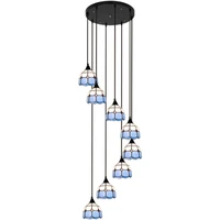 tiffany chandeliers mediterranean blue stair chandelier long chandelier stairwell lamp rotating stair light simple modern zg8262