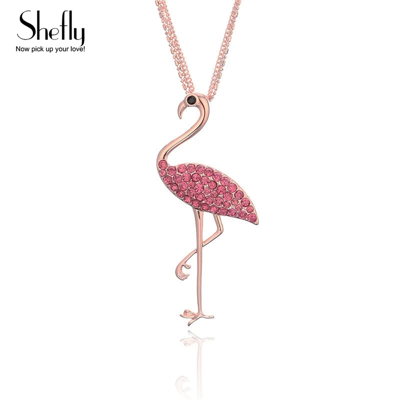 Женское колье с фианитами розовое золото подвеска чокер фламинго|flamingo pendant|necklace